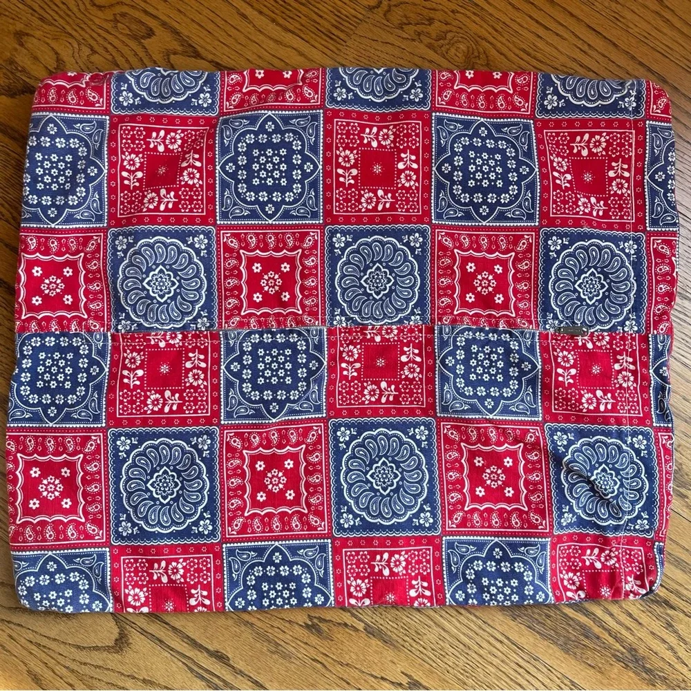 Patchwork Bandana Pillow Cover by San Diego Now Designs in Red White Blue 70s